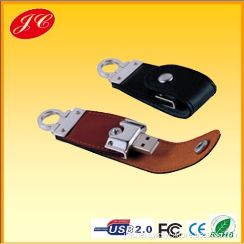 Customized Logo Design 4GB Leather USB Flash Drive with High Quality and Full Capacity